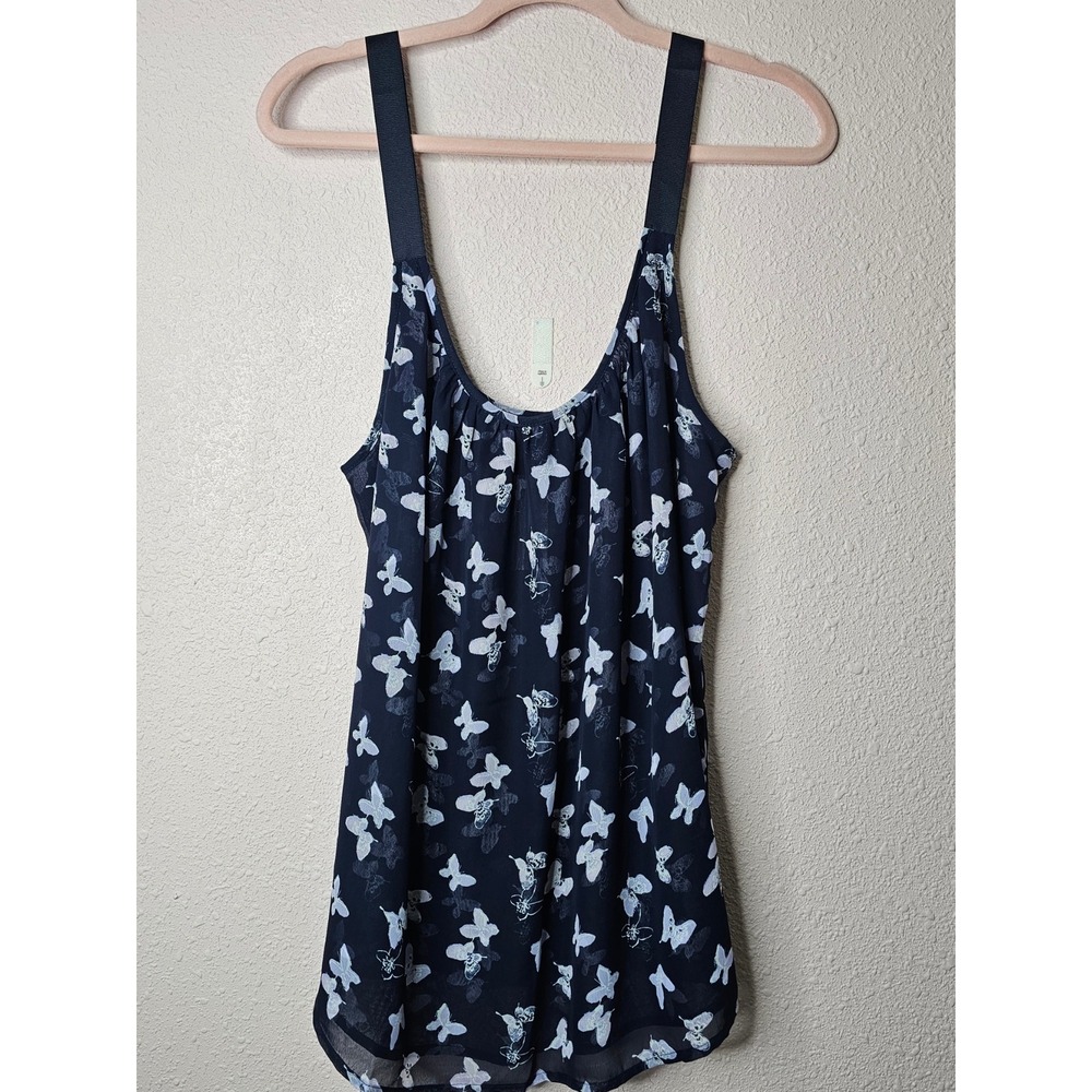 Lane Bryant Navy Blue Butterfly Print Chiffon Camisole Top Size 14 NWT Fairycore